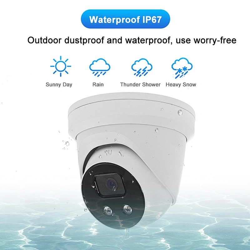 Hitosion 8MP Strobe Light Audio Alarm 4K camera de surveille IR Fixed Turret Network ip Camera