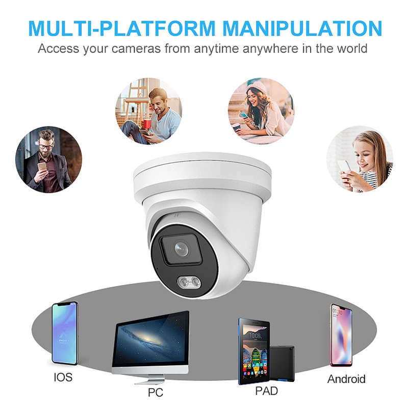 HITOSINO 4MP HD H264 H.265 Outdoor POE Full Color Night Vision WDR Built-in MIC Turret Network IP Camera