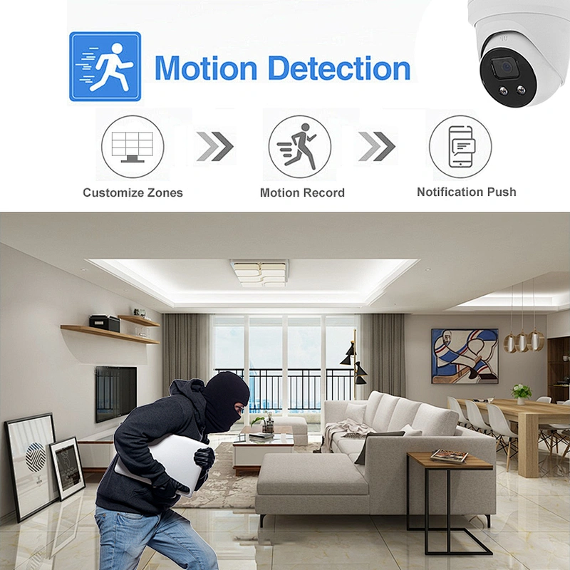 Hitosion 8MP Strobe Light Audio Alarm 4K camera de surveille IR Fixed Turret Network ip Camera