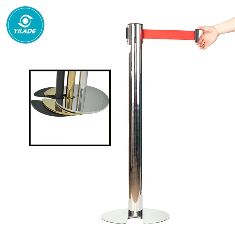 New Type Queue Expandable Post Steel Safety Barrier Pole With 4-way Cassettes Stanchion For Queue Management Steel Barrier Steel Barrier