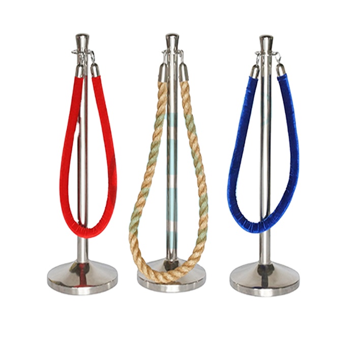 Customized Unique Hanging Rope Barrier Polished Stand Queue Stanchions For Exhibition