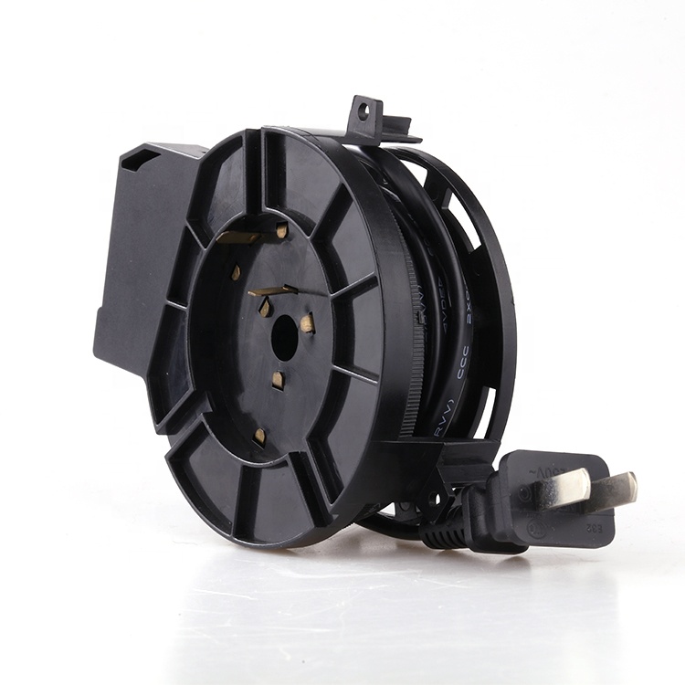 Factory Sales 1.2m 1000-2000w Black Extension Power Cord 2 Pin Cable Retractor Reels For Industrial Equipment