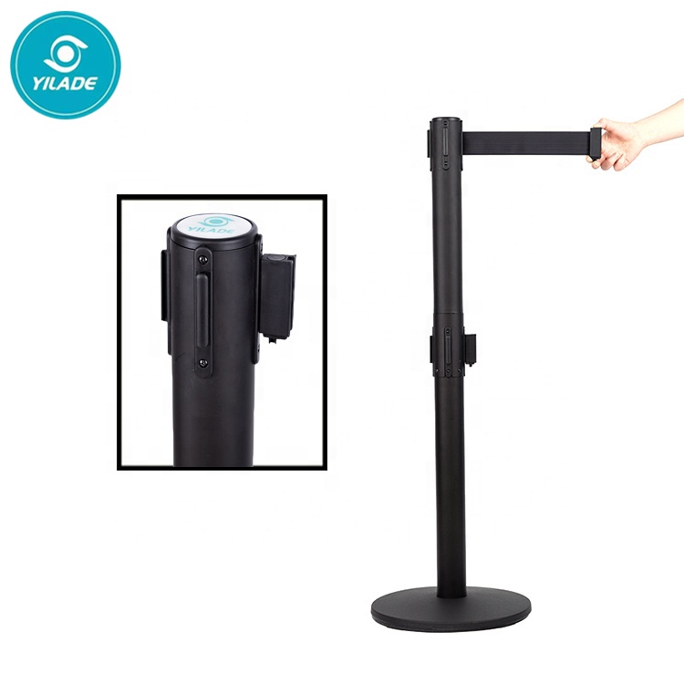 Custom Multicolor Retractable Nylon Belt Barrier Post Crowd Control And Base For Hotel