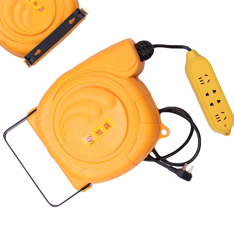 Hot Selling Yellow Consumer Electronics 15m Extension Ground  Retractable Cable Reel Ground Cable Reel
