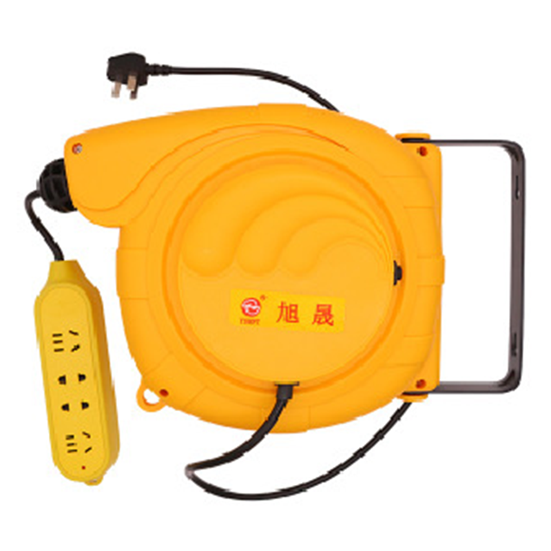 Custom Yellow Abs Fireprool Material Electric Extension Retractable Cord Reel For Consumer Electronics