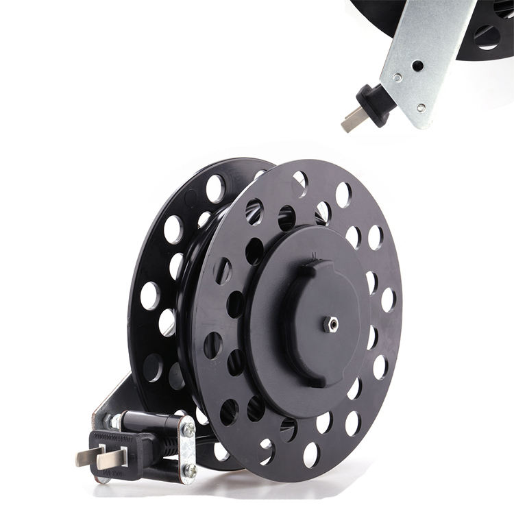Wholesale Price Black 3~7m Industrial Equipment Power Holder Extension Cable Reel Small Cord Reel With Abs Fireproof Material Power Extension Cable Reel