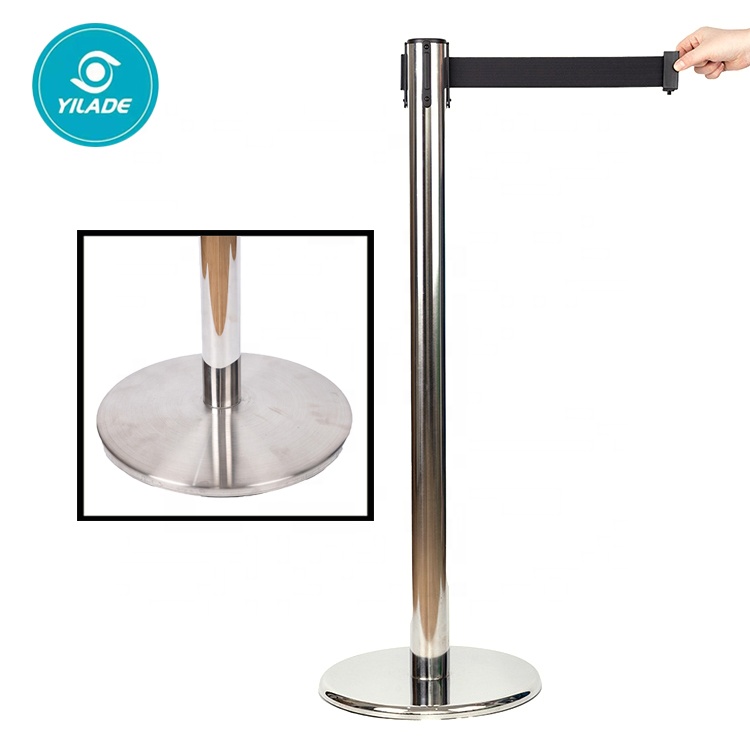 Airport Queue Safety Pole Retractable Belt Stand Roadway Crowd Control Barrier Etractable Line Public Social Distance Stanchion