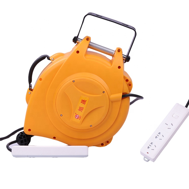 Wholesale Consumer Electronics 20m Yellow Small Extension Automatic Power Retractable Cable Reel Extension Cable Reel drum
