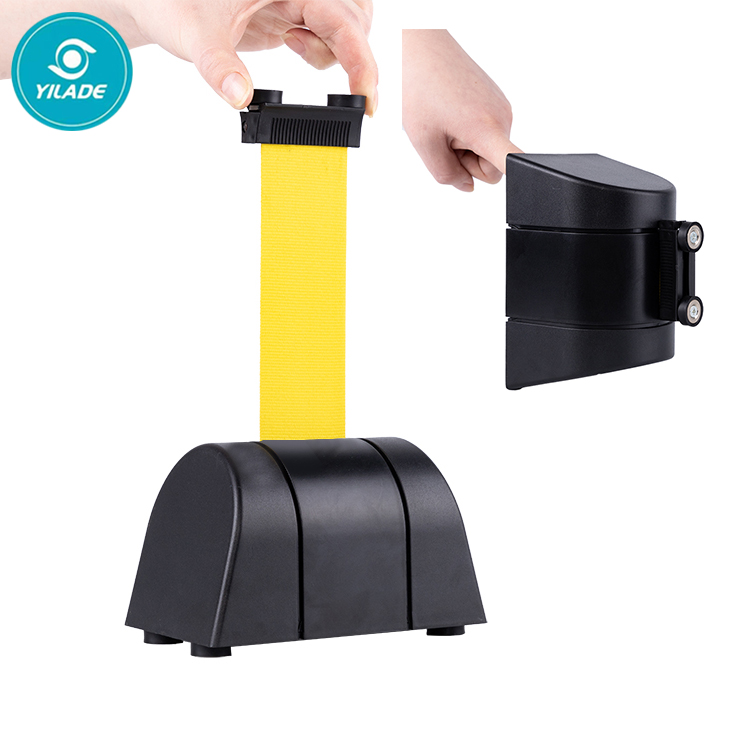 Hot Sale Black Stanchions Museum Exhibition Wall Mounted Retractable Belt Barrier Fixed With Best Quality