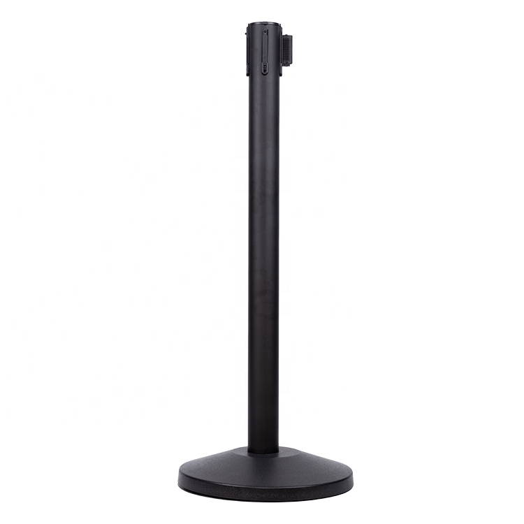 Competitive Price 2M Black Custom Stanchion Crowd Control Queue Barrier Retractable Belt barrier For Hotel And Airport