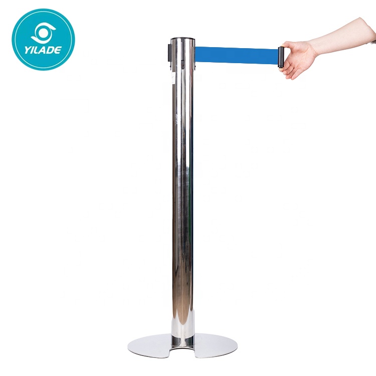 Custom Stainless Steel Cast Iron Base Nylon Belt Stanchion Airport Queue Safety Crowd Control Barriers
