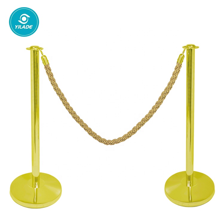 Wholesale Used Crowd Control Barriers Metal Polished Stanchion Commercial Event Rope Post With Colored Belt