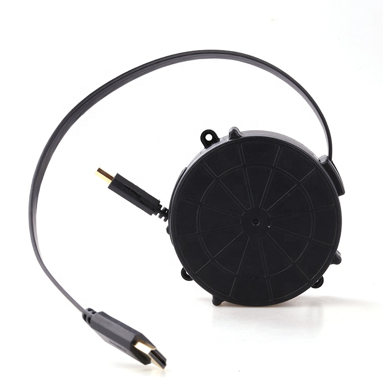 Factory Design 1m Abs Fireprool Material Black Metal Automatic Retractable Power 10a Usb Cable Reel For Computer Monitor