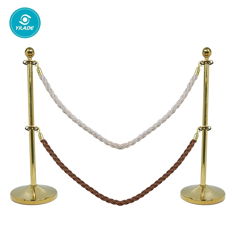 Wholesale Traditional Golden Ball Joint Stainless Steel Handrail Stand Queue Line Rope And Polished Stanchion Ball-joint Stanchion