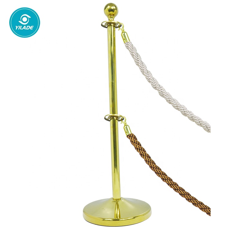 Wholesale Multicolor Stainless Steel Crown Control Nylon Rope Airport Stanchion Cast Iron Base Chrome Stand