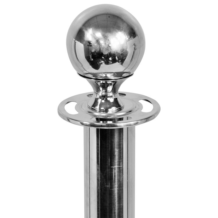 Custom Queue Poles Stainless Steel Chrome Round Ball Head Red Velvet Queue Hanging Rope Barrier