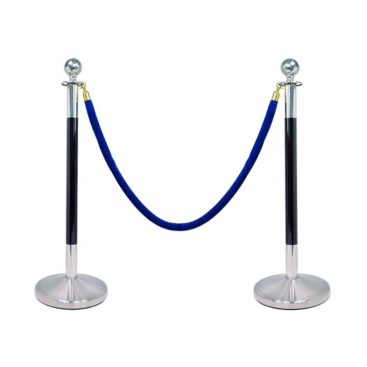 Wholesale Golden Silver Stainless Steel Metal Stanchion Crowd Control Velvet Braided Rope Barrier crowd control rope barrier