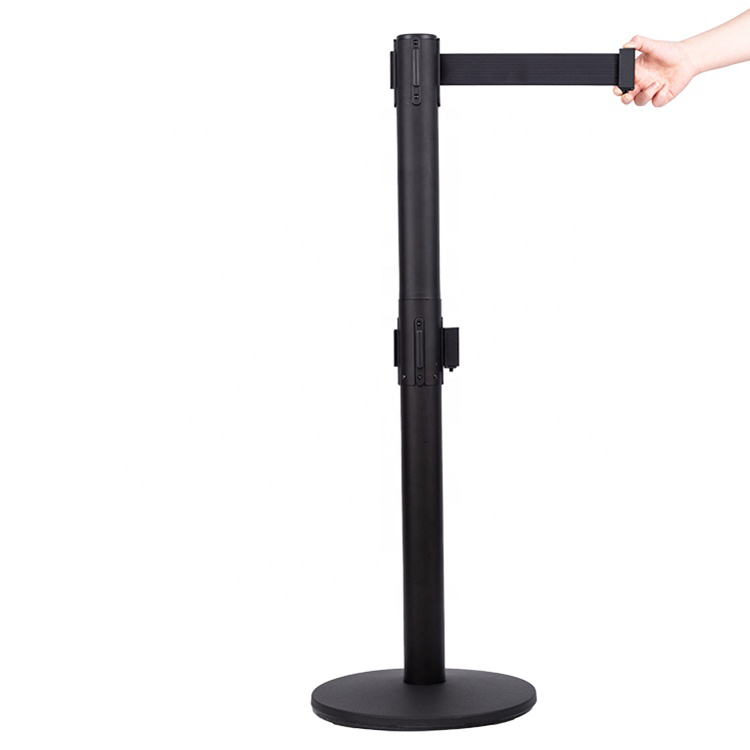 High quality 3 Meters Double connection Event Queue Stanchion Stainless Steel Retractable Belt Crowd Control Stanchions