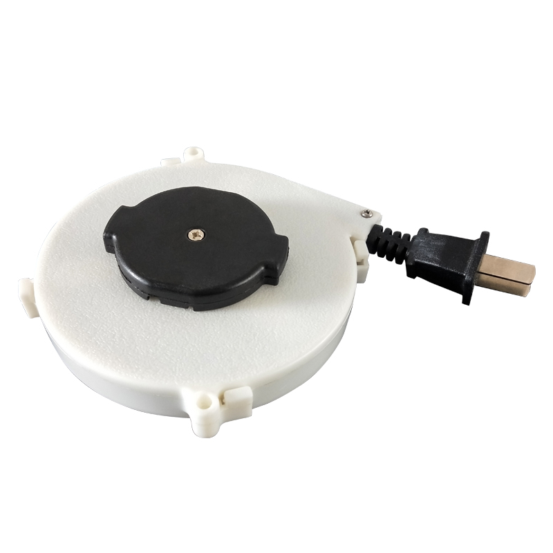 New White Small ABS  Fireproof Material Extension Cable Reel Retractable Power Cord For Consumer Electronics