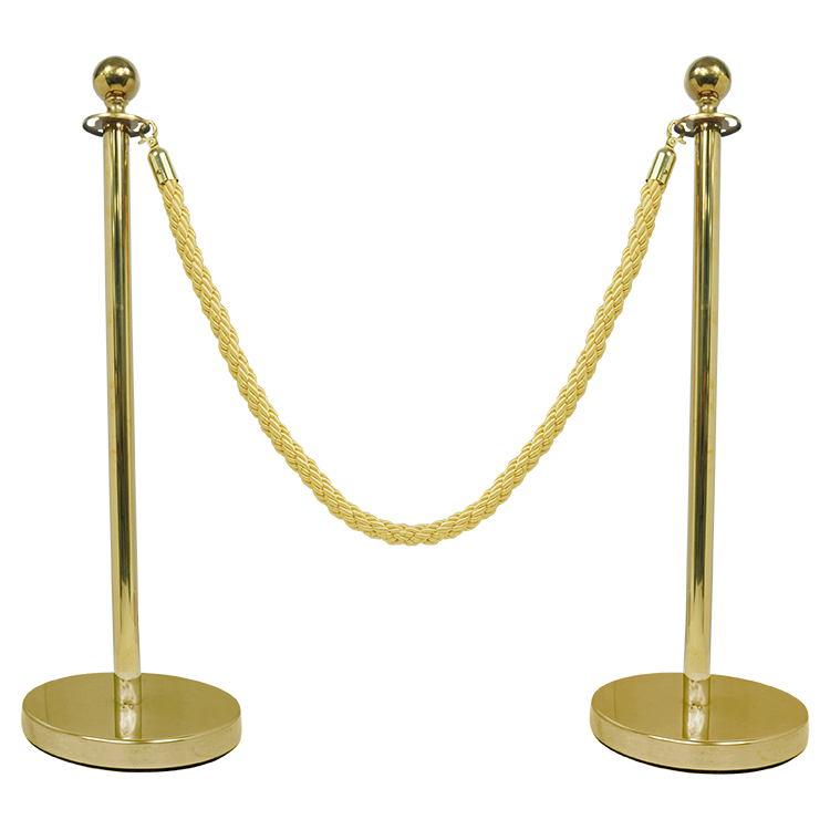 Innovative Golden Rope Elegance Ball Top Queuing Stanchion And Red Velvet Rope