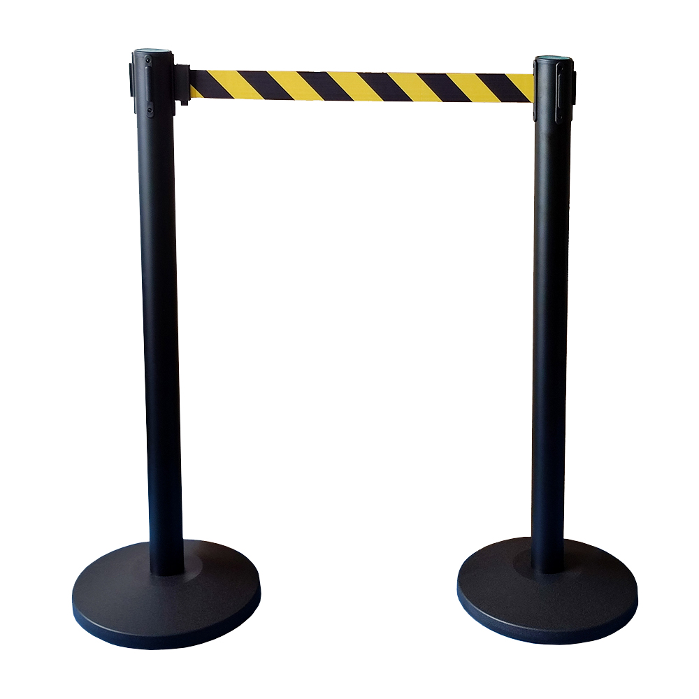 2021 hot sale Discount sell black coating retract crowd control traffic  post stanchion barrier for hospital