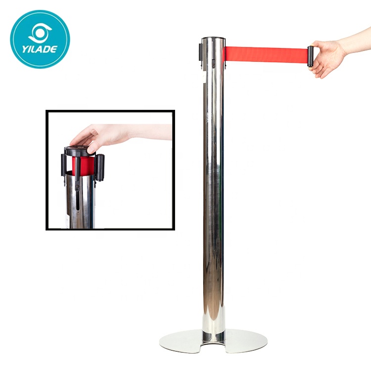 Custom Stainless Steel Stand Powder Coated Safety Concrete Crowd Control Barrier Cast Iron Base Stanchions For Queue Management