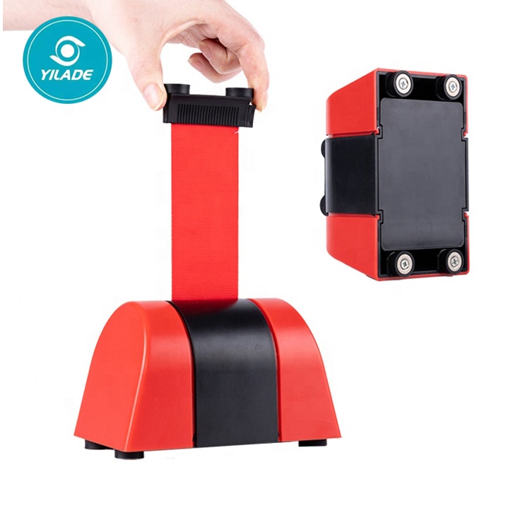 High Quality 5m Plastic Safety Wear-resistant Wall Mount Stanchions With Brake System Retractable Nylon Belt Barrier With Magnet
