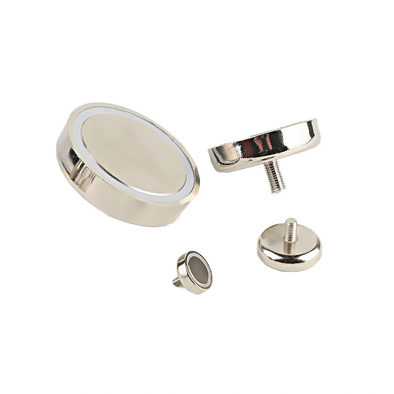 Neodymium pot magnet with threaded pin