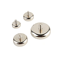 Neodymium pot magnet with threaded pin