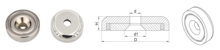 SWNA Series countersunk pot magnets sketch