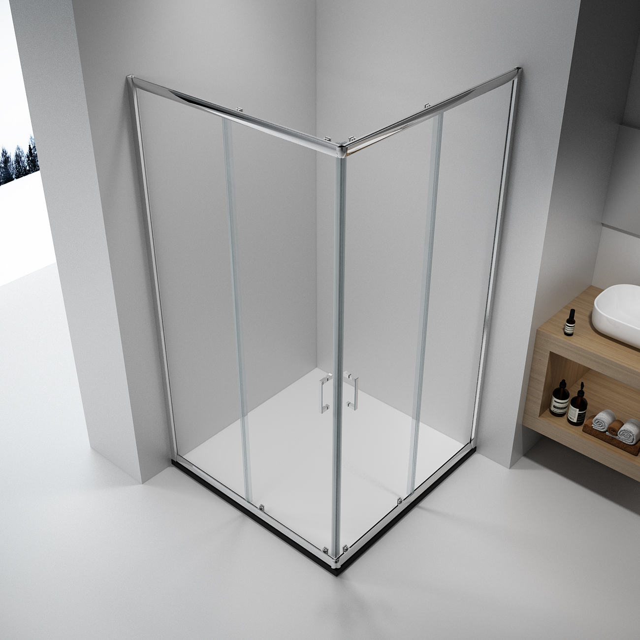 Corner bathroom custom shower Simple Bathroom Tempered Glass Square Sliding Shower Enclosure