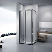 Factory 80x80 Slide Rollaway Shower Screen RV Shower Cabin Small Toilet Shower Cubicle Clear Sale silver OEM Glass  Frame Style