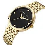 oversized gold tone and logo watch