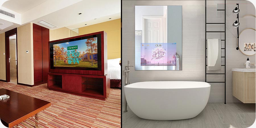 OEM ODM Wall mounted and Floor stand mirror advertising displayer light mirror