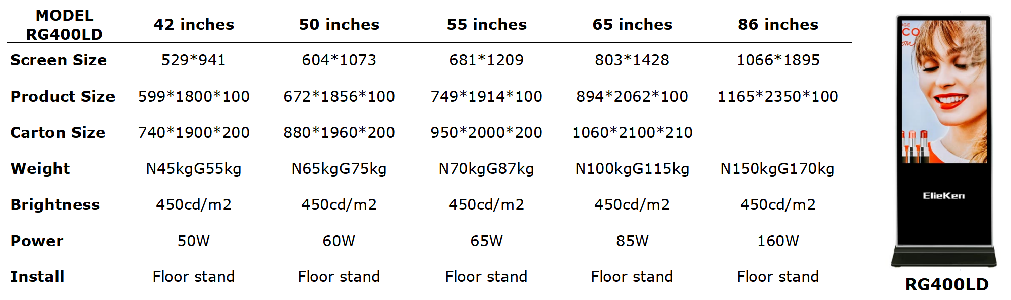 Floor stand Touch infrared Advertising displayer
