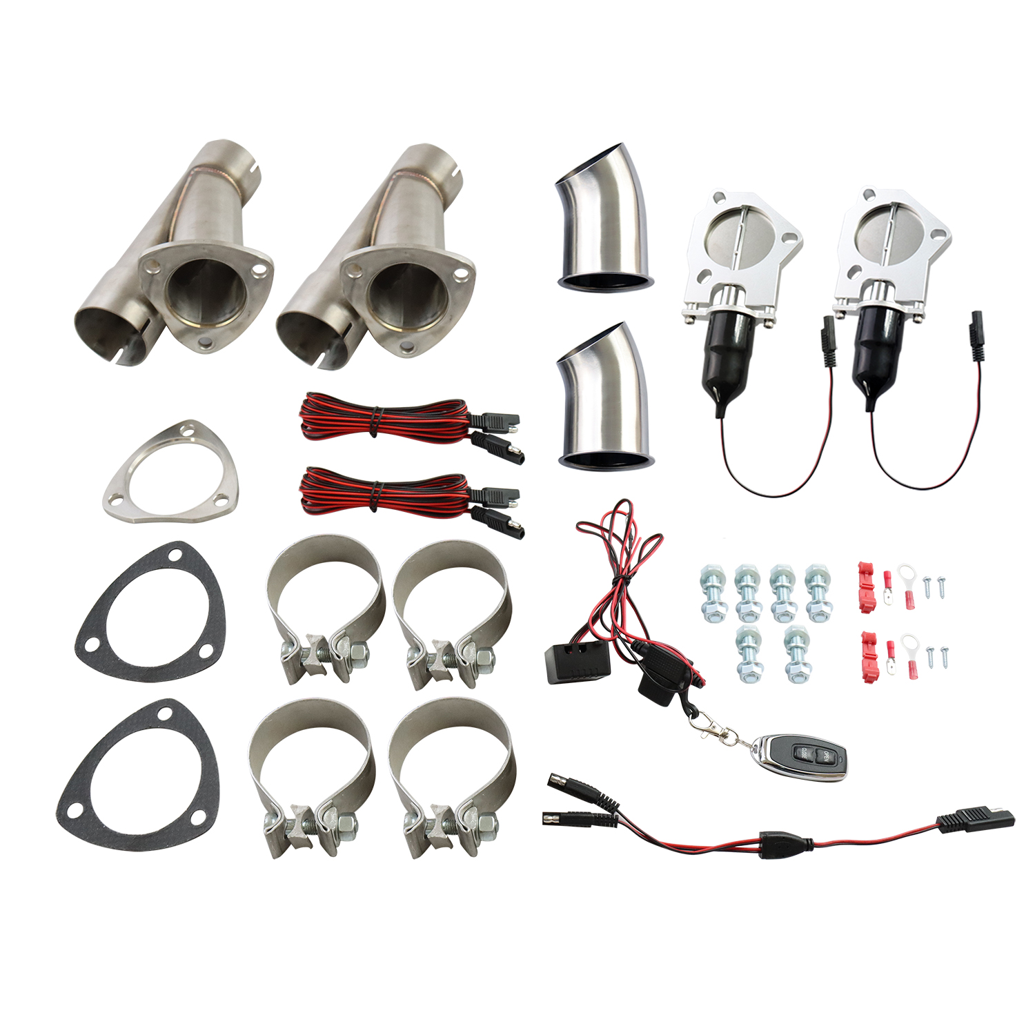 3" Stainless Steel 76mm Exhaust y-pipe Electric Exhaust Cutout Kit with Remote Control