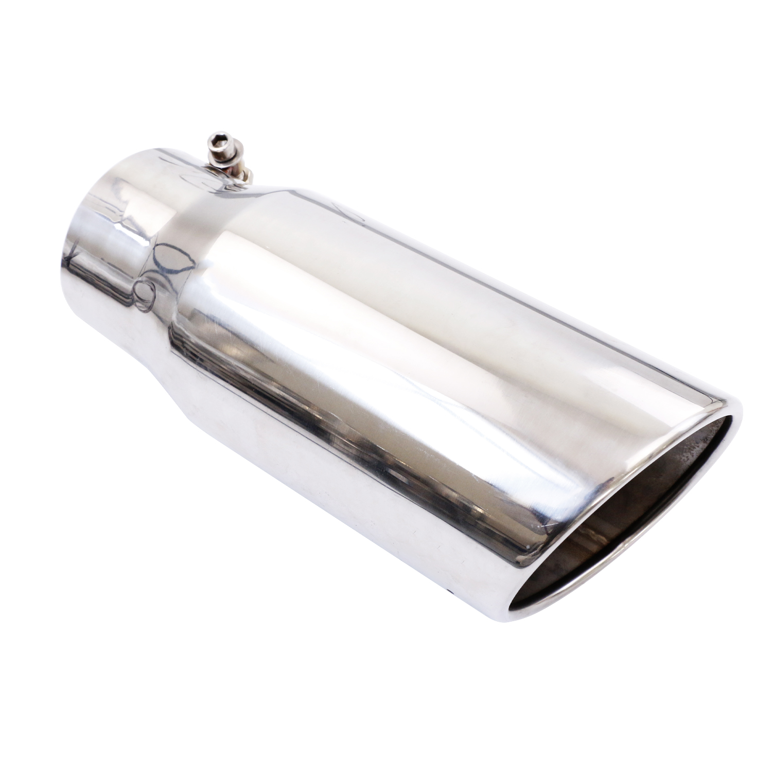 Exhaust Tip 5" Inlet to 10" Outlet, 15" Overall Length,  Bolt On Exhaust Tailpipe Tip Polished