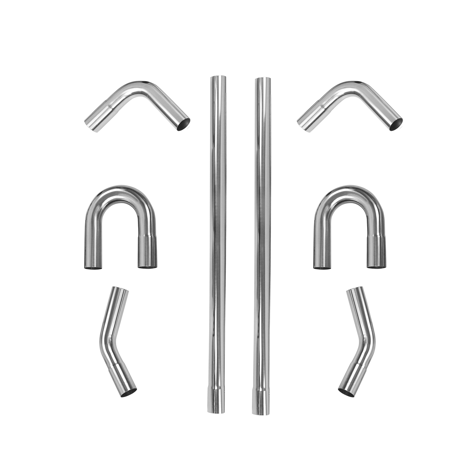 3" Custom DIY Straight Pipe & U-Bend, Stainless Steel 2 inch Exhaust Pipe Kit 8PCS