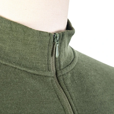the collar of the Mens Merino Wool Zip Long Sleeve Shirt
