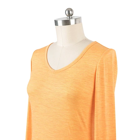 the side of the Merino Womens V-neck Long Sleeve Top