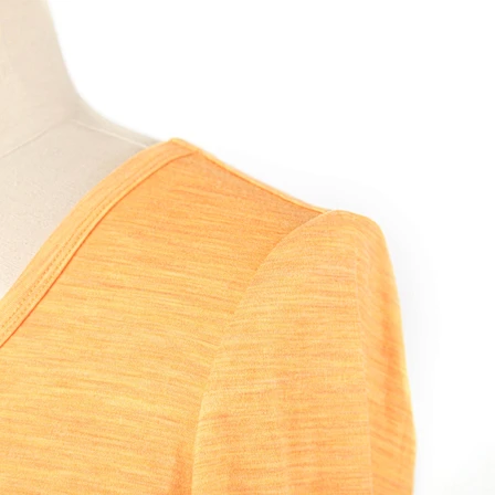the detail of Merino Womens V-neck Long Sleeve Top