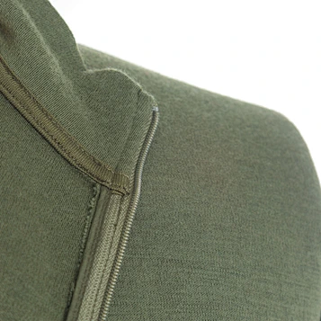 the detail of the Mens Merino Wool Zip Long Sleeve Shirt