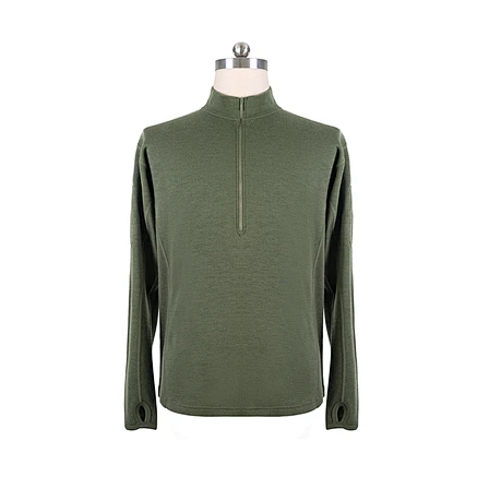 Mens Merino Wool Zip Long Sleeve Shirt