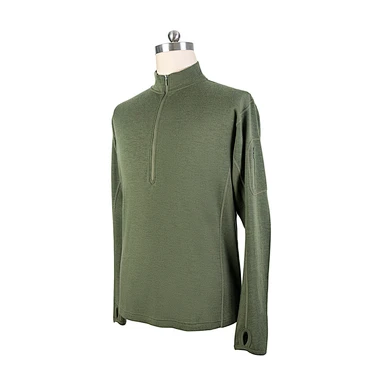 the side of the Mens Merino Wool Zip Long Sleeve Shirt