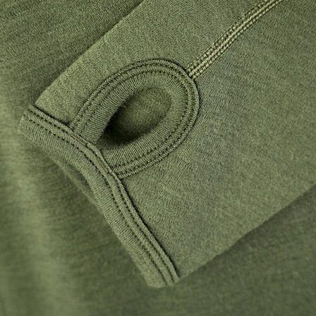 the sleeve of the Mens Merino Wool Zip Long Sleeve Shirt
