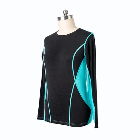 the side of the Womens Long Sleeve Merino Shirt
