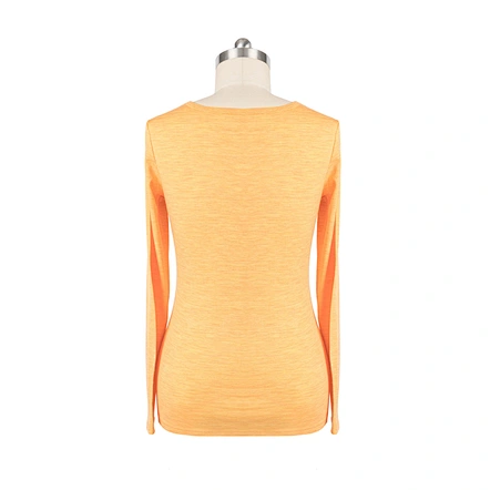 the back of the Merino Womens V-neck Long Sleeve Top
