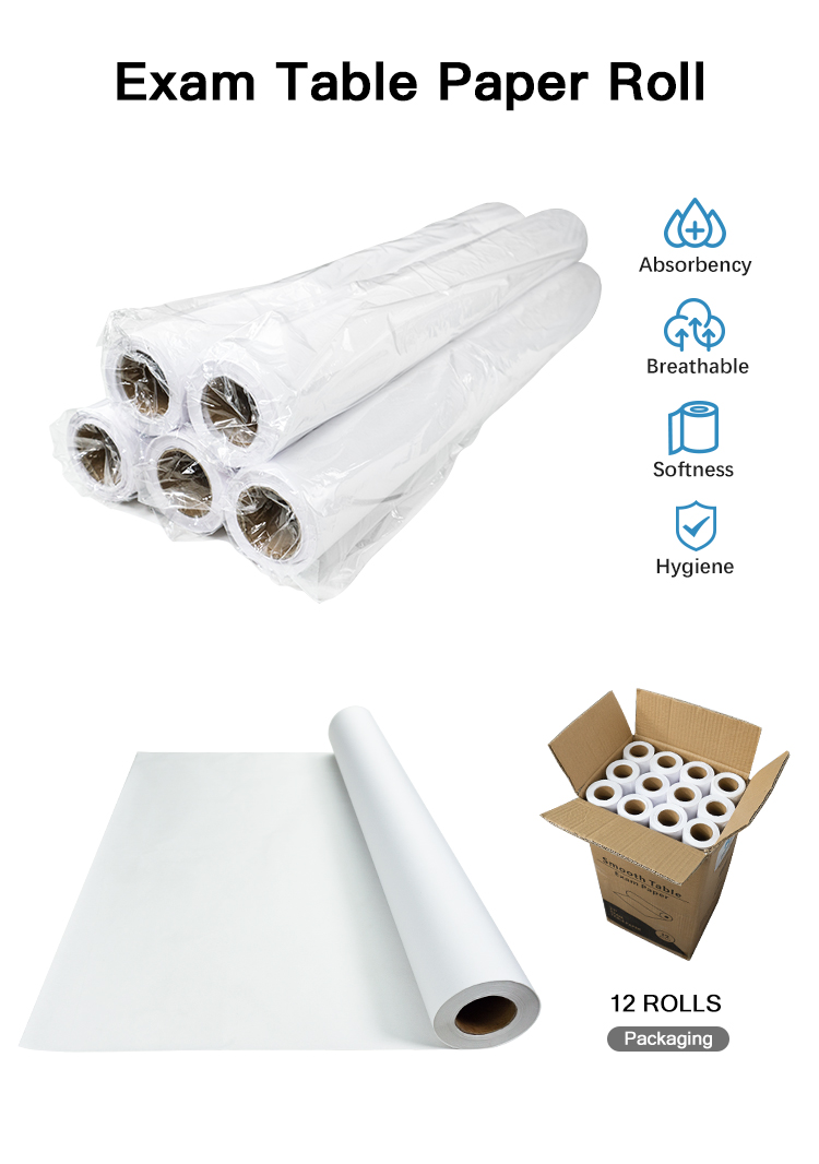 Exam table paper roll is high absorbency, breathable, softness and hygiene