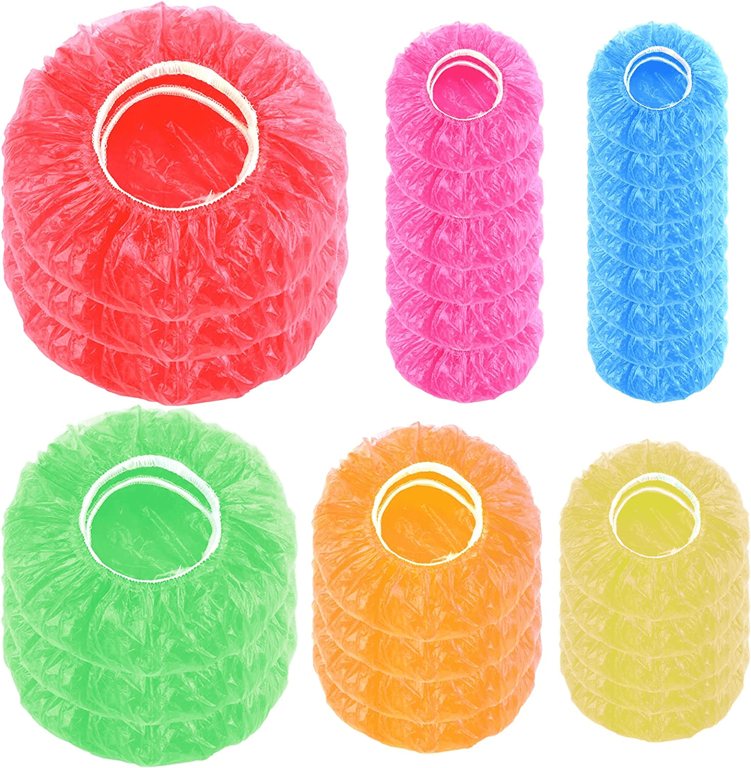 disposable bowl cover with different colors, such as red, pink, blue, green, orange, yellow