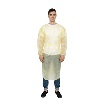 fully coated Isolation Gown with knitted cuffs A03K4